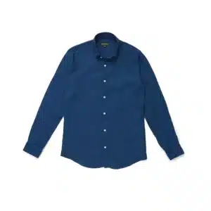 DEZHART brand classic Navy-Blue Line shirt with long sleeves, spread collar, and button-up front.