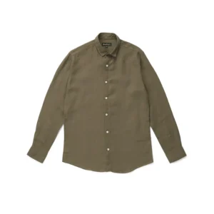 Brown button-up shirt by DEZHART with long sleeves and a classic collar.