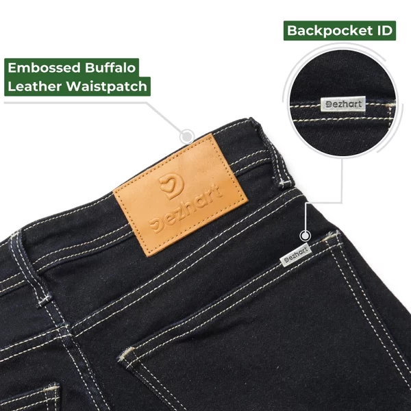 DEZHART Ethical Denim: Original Slim Fit Jeans featuring an embossed buffalo leather waistpatch and a unique backpocket ID, crafted for style and trust.”