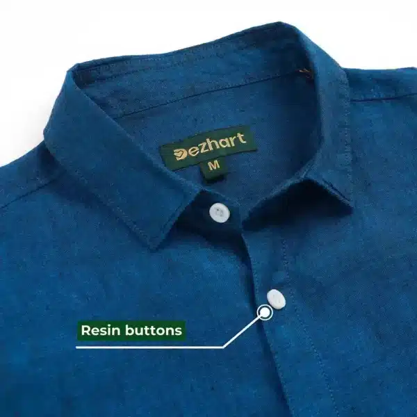 DEZHART Navy blue shirt with distinctive resin buttons, reflecting SITL Enterprise LLC’s commitment to quality