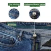 Stylish DEZHART eco-friendly Blue jeans by SITL Enterprise LLC, featuring the tagline ‘where heart meets trust’ and distinguished green stitching.”