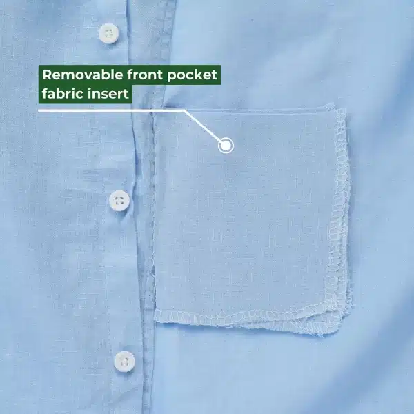 DEZHART’s light blue shirt with a unique removable pocket, embodying SITL Enterprise LLC’s innovative spirit