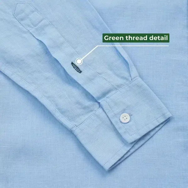 Light Blue Long Sleeves linen shirt - Cool and Calm - Image 4