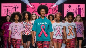 DIVERSE MODELS wearing CANCER logo tshirt